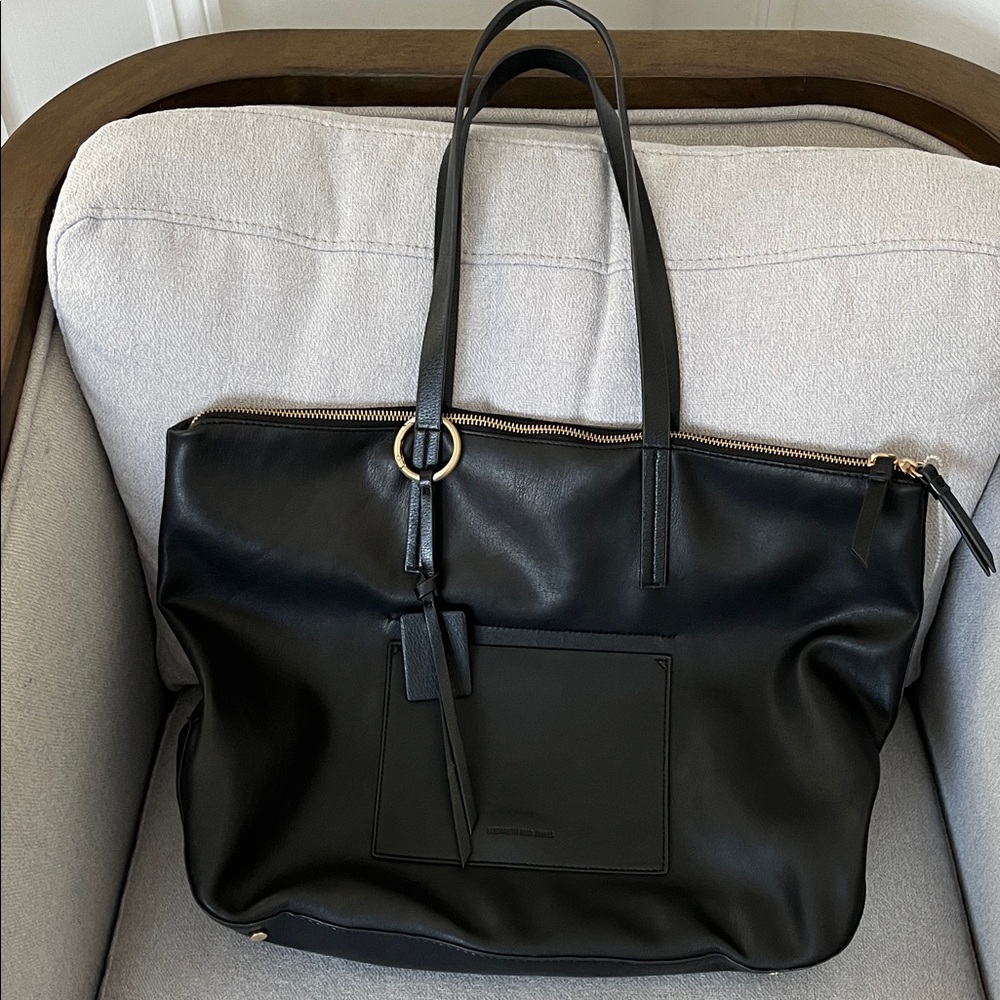 Elizabeth and James Black Leather Shoulder Bag